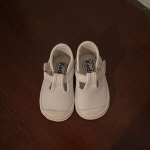 Keds White Baby Walker Shoes with T-Strap Design